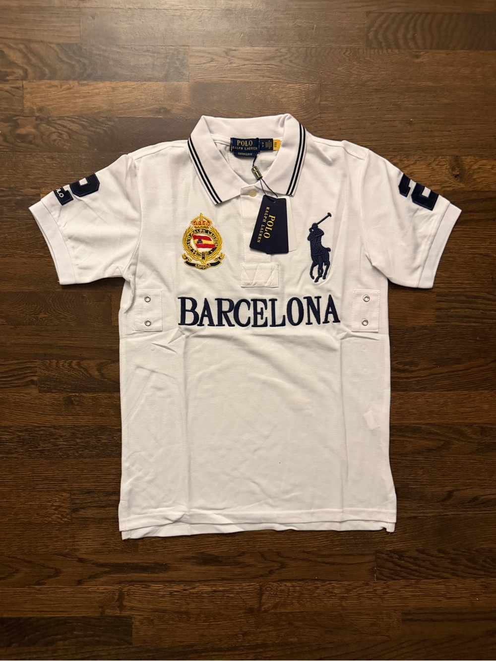 Polo by Ralph Lauren Barcelona Embroidered White Polo Shirt